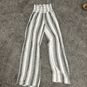 Rewash brand Size XS high waisted wide leg linen pants Dark gray & white striped